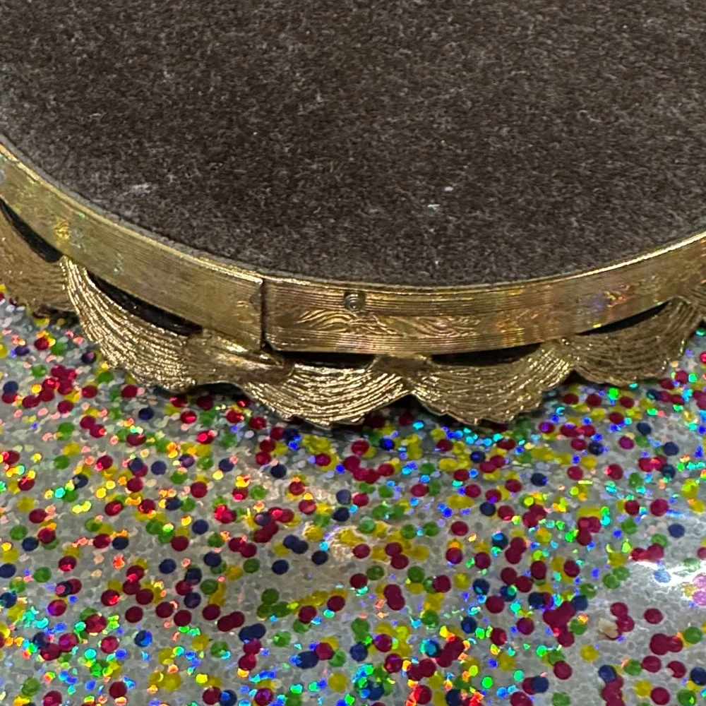 Elegant Gold Oval vintage perfume tray Mirror 12” 7” - Picture 5 of 7